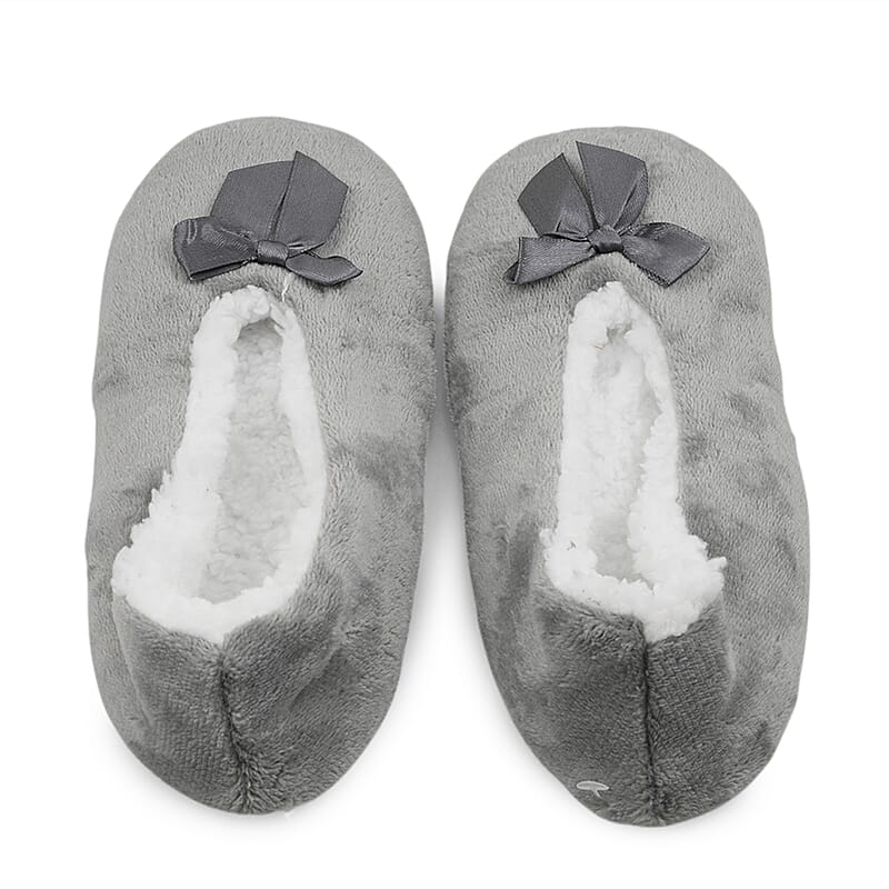 Mossimo Light Grey Bow Slippers With Grippers - S/M