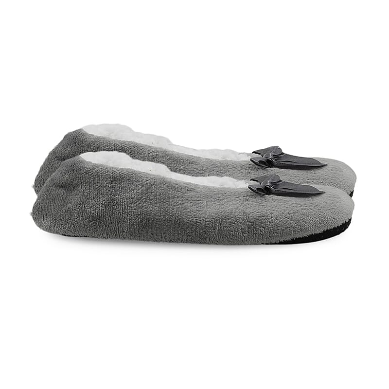 Mossimo Light Grey Bow Slippers With Grippers - S/M