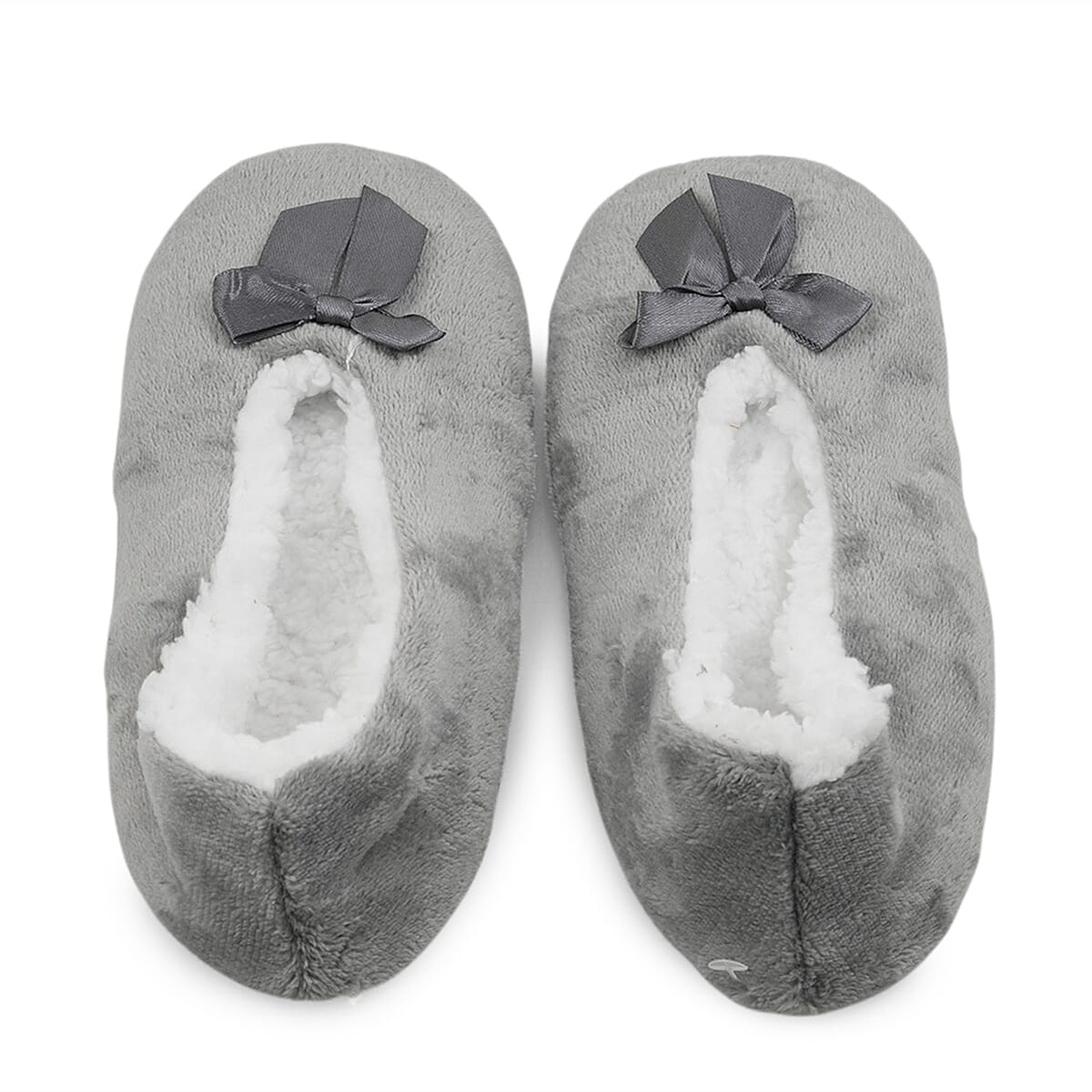 Mega Clearance Mossimo Light Grey Bow Slippers With Grippers - M/L image number 3