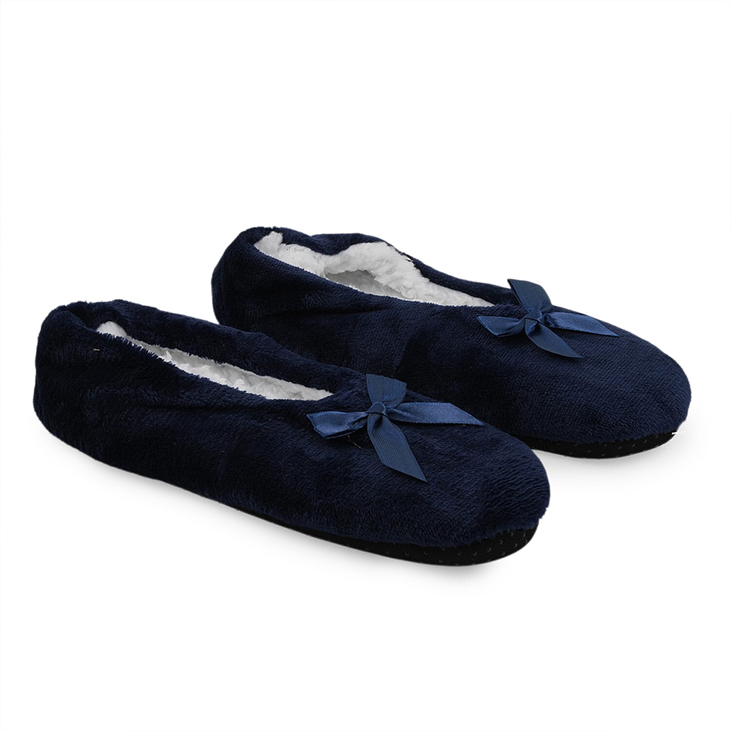 Mossimo Navy Bow Slippers With Grippers - S/M