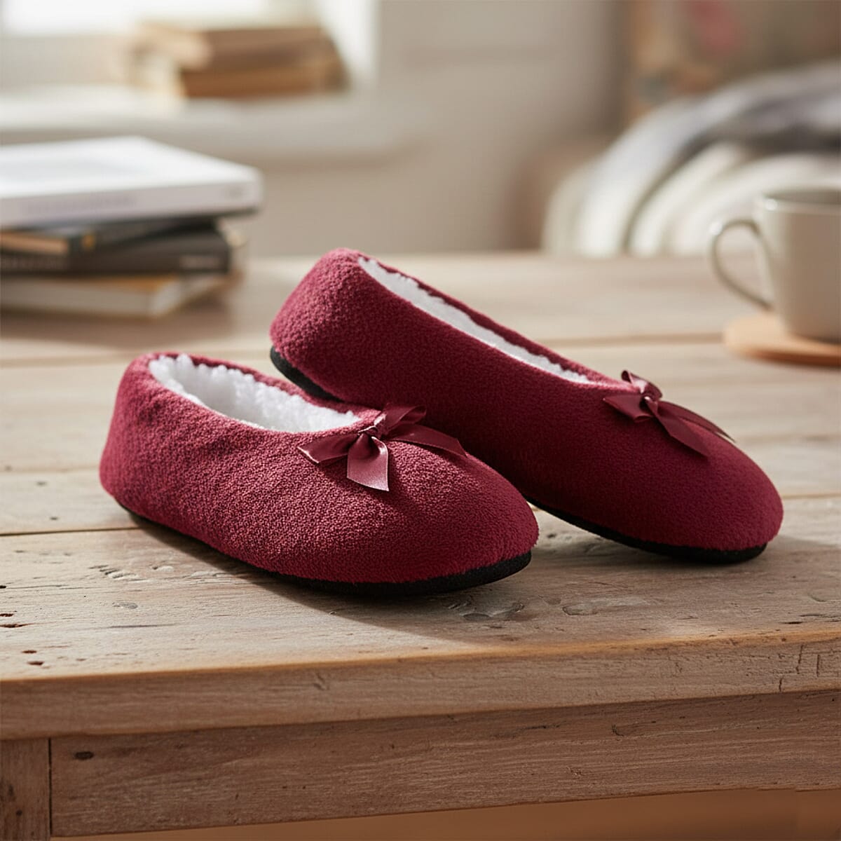 Mega Clearance Mossimo Red Bow Slippers With Grippers - M/L image number 1