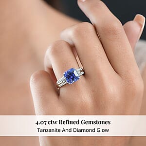 Certified Rhapsody AAAA Tanzanite, Diamond Ring in 950 Platinum 4.07 ctw (Size 10.0)