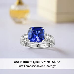 Certified Rhapsody AAAA Tanzanite, Diamond Ring in 950 Platinum 4.07 ctw (Size 10.0)