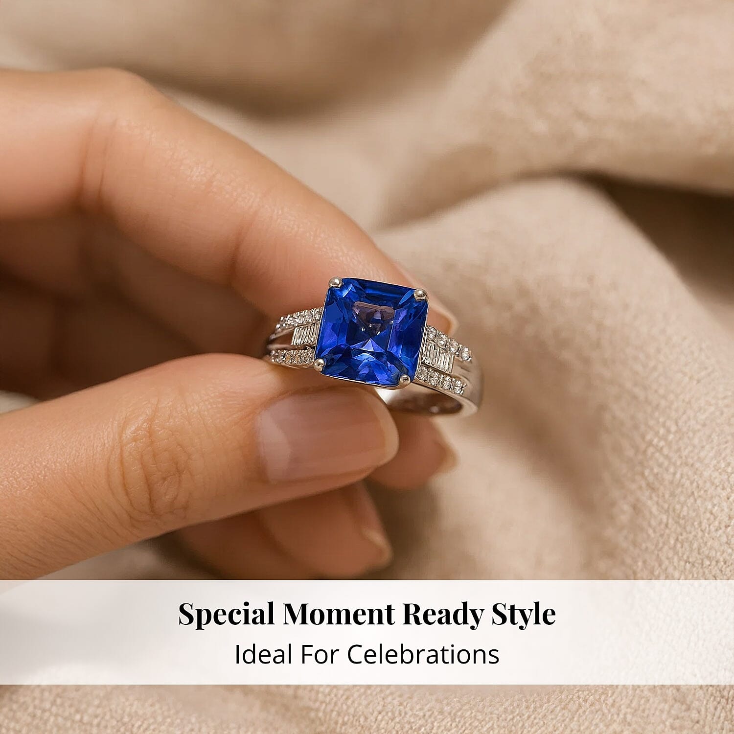 Certified & Appraised Rhapsody AAAA Tanzanite and E-F VS Diamond 4.07 ctw Ring in 950 Platinum 6.64 Grams