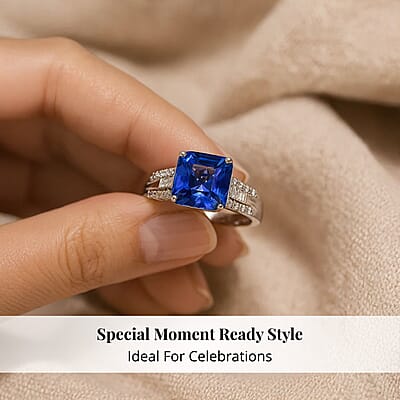Certified Rhapsody AAAA Tanzanite, Diamond Ring in 950 Platinum 4.07 ctw (Size 10.0)