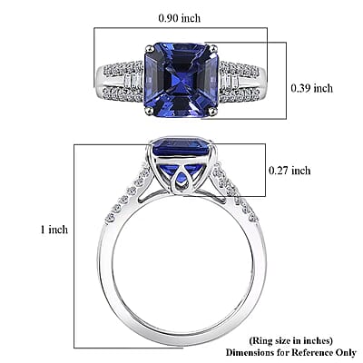 Certified Rhapsody AAAA Tanzanite, Diamond Ring in 950 Platinum 4.07 ctw (Size 10.0)