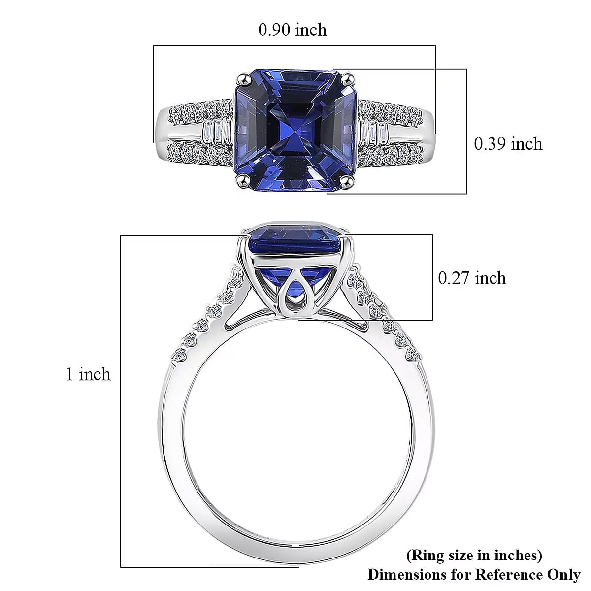 Certified and Appraised Rhapsody AAAA Tanzanite, Diamond Ring in 950 Platinum 4.07 ctw (Size 5.0) image number 5