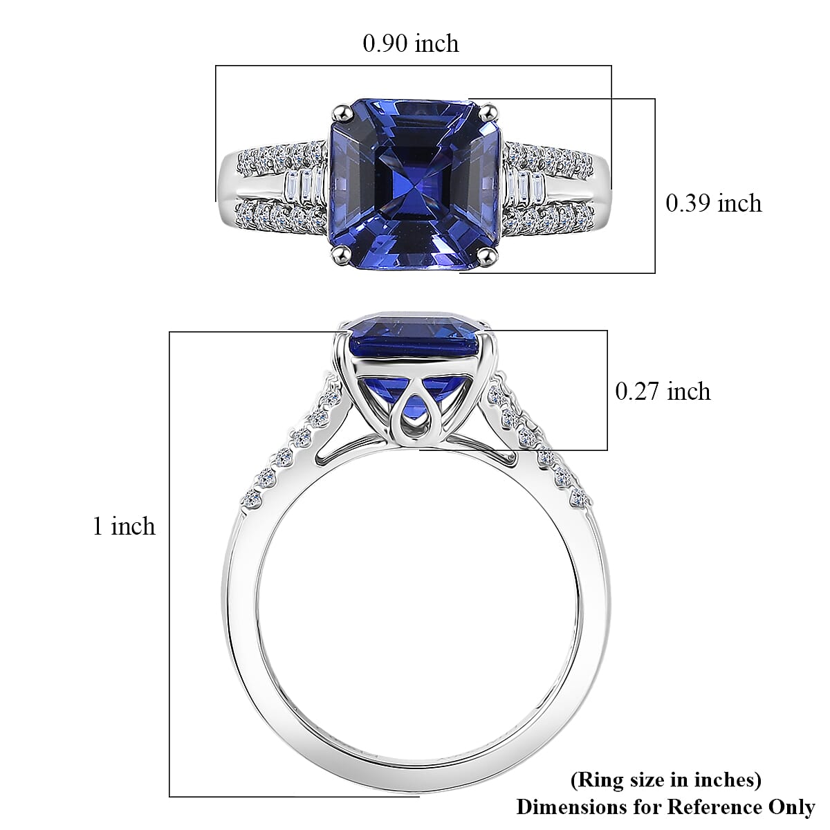 Doorbuster Certified & Appraised Rhapsody AAAA Tanzanite and E-F VS Diamond 4.07 ctw Ring in 950 Platinum (Size 6.0) 6.64 Grams image number 1