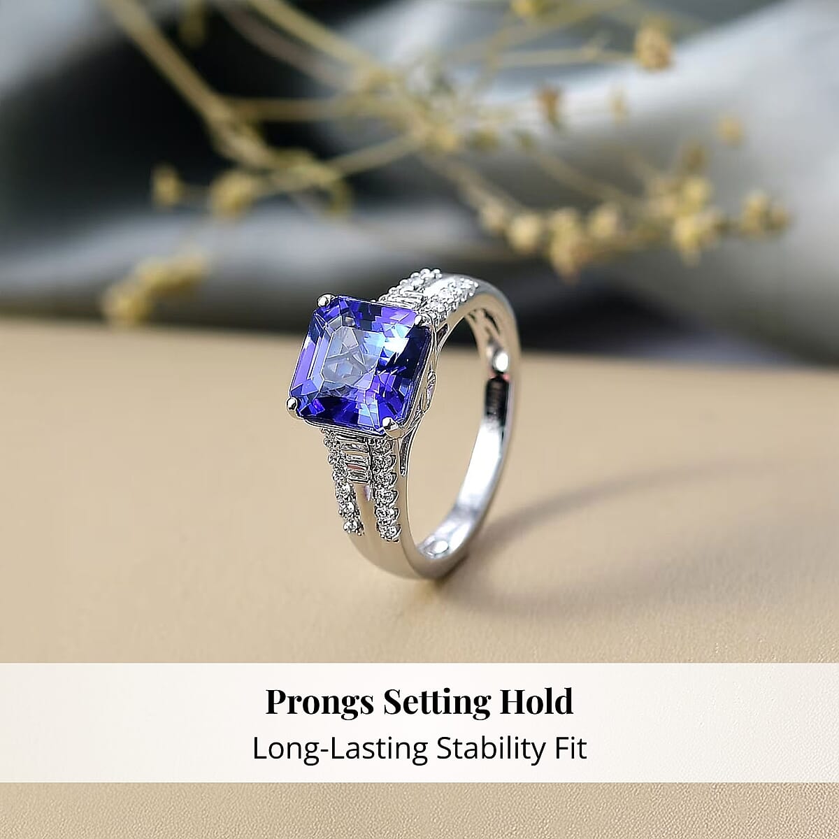 Doorbuster Certified & Appraised Rhapsody AAAA Tanzanite and E-F VS Diamond 4.07 ctw Ring in 950 Platinum (Size 7.0) 6.64 Grams image number 3