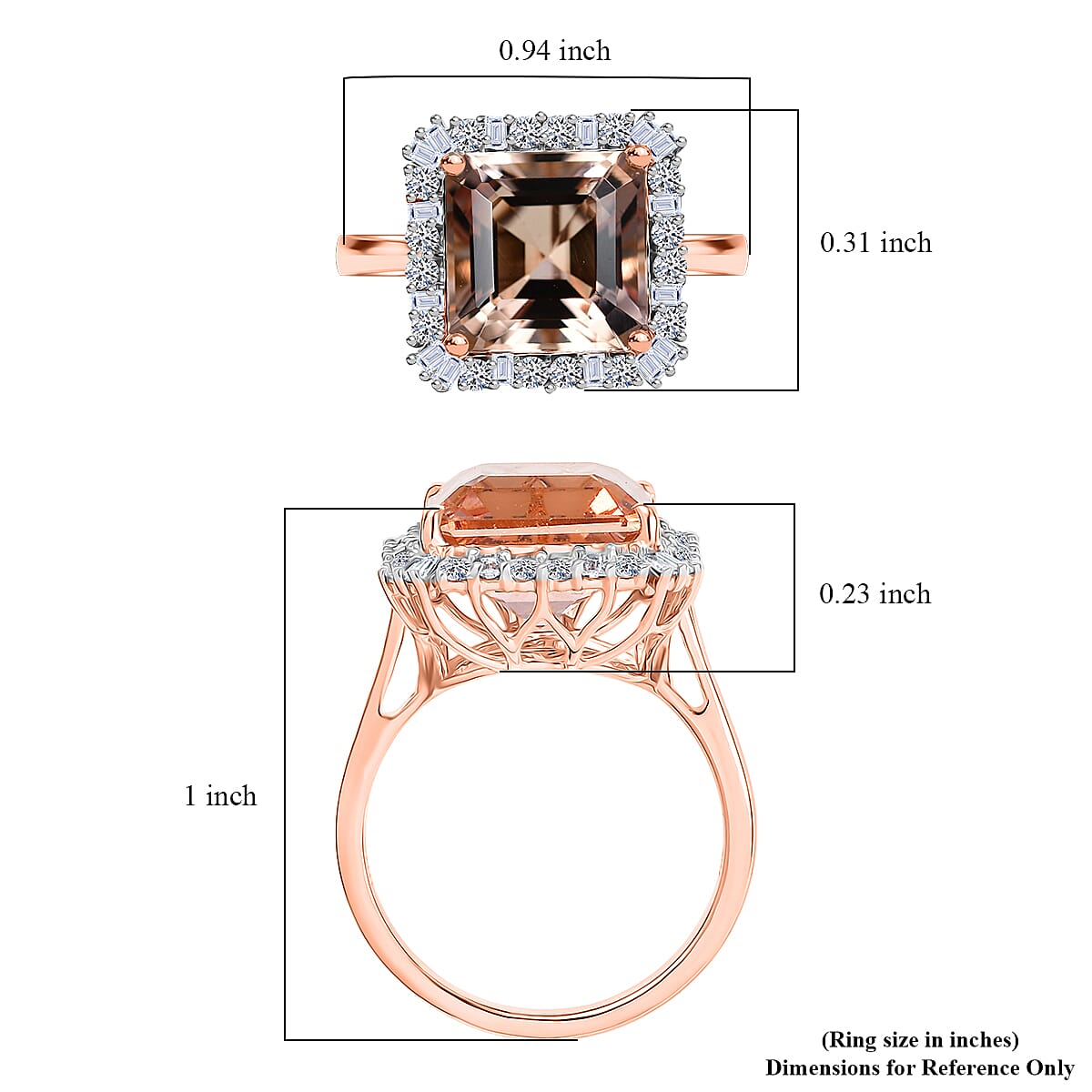 Doorbuster Certified & Appraised AAA Marropino Morganite and Luxuriant Diamond G-H SI 6.40 ctw Ring in 10K Rose Gold (Size 10.0) image number 5