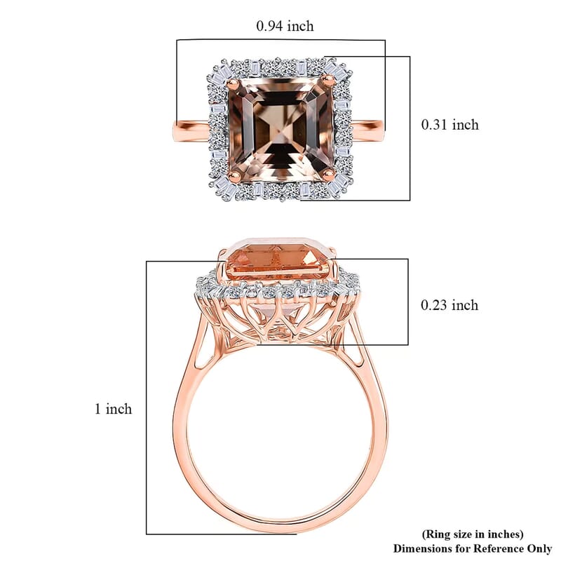 Certified and Appraised AAA Marropino Morganite and Luxuriant Diamond G-H SI 6.40 ctw Ring in 10K Rose Gold (Size 10.0)