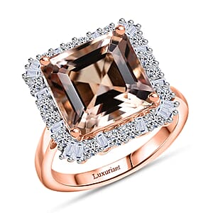 Doorbuster Certified & Appraised AAA Marropino Morganite and Luxuriant Diamond G-H SI 6.40 ctw Ring in 10K Rose Gold (Size 10.5)