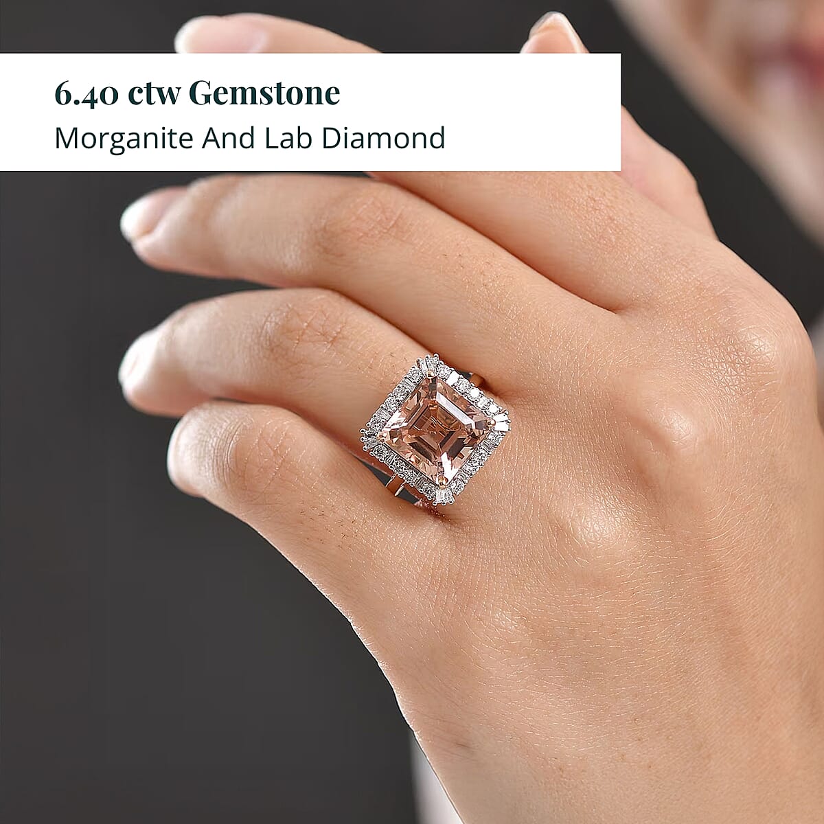 Doorbuster Certified & Appraised AAA Marropino Morganite and Luxuriant Diamond G-H SI 6.40 ctw Ring in 10K Rose Gold (Size 10.5) image number 1