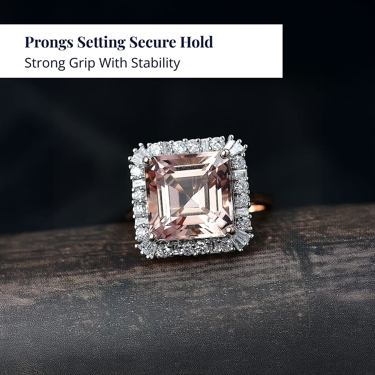 Doorbuster Certified & Appraised AAA Marropino Morganite and Luxuriant Diamond G-H SI 6.40 ctw Ring in 10K Rose Gold (Size 10.5) image number 3