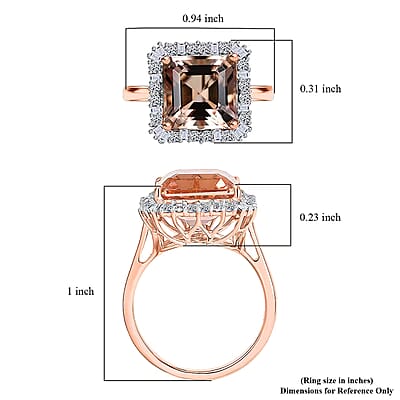 Certified & Appraised AAA Marropino Morganite, Diamond Ring in 10K Rose Gold 6.40 ctw (Size 12.0)