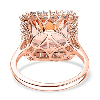 Certified & Appraised AAA Marropino Morganite, Diamond Ring in 10K Rose Gold 6.40 ctw (Size 12.0)
