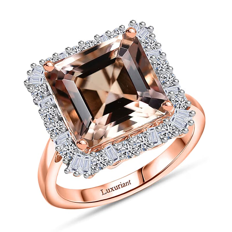 Certified and Appraised AAA Marropino Morganite, Diamond Ring in 10K Rose Gold 6.40 ctw (Size 5.0)