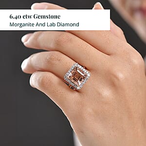 Certified AAA Marropino Morganite, Diamond Ring in 10K Rose Gold 6.40 ctw (Size 5.0)