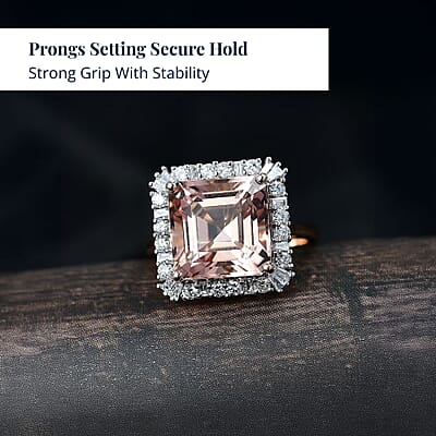 Certified and Appraised AAA Marropino Morganite, Diamond Ring in 10K Rose Gold 6.40 ctw (Size 5.0)