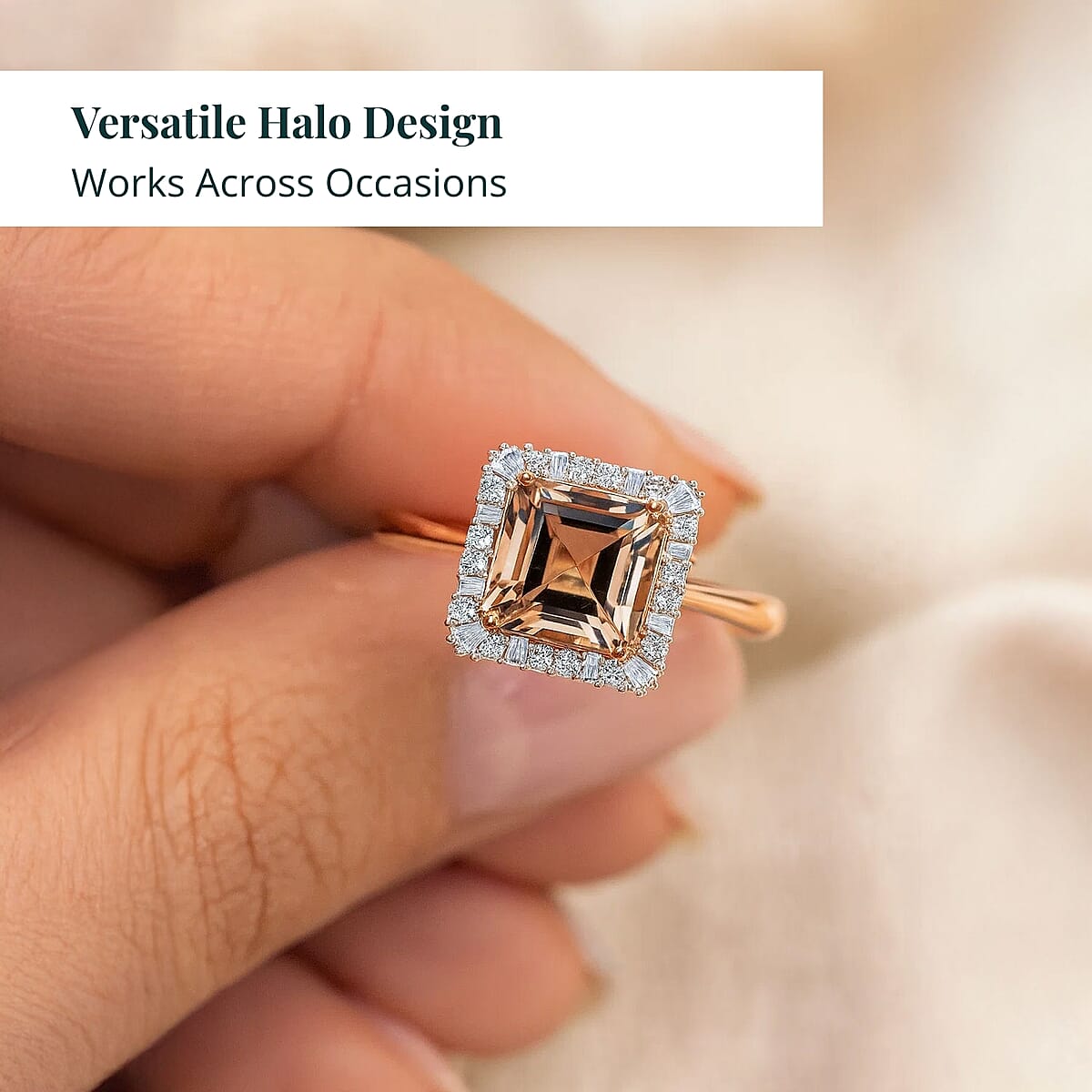 Doorbuster Certified & Appraised AAA Marropino Morganite and Luxuriant Diamond G-H SI 6.40 ctw Ring in 10K Rose Gold (Size 5.0) image number 4