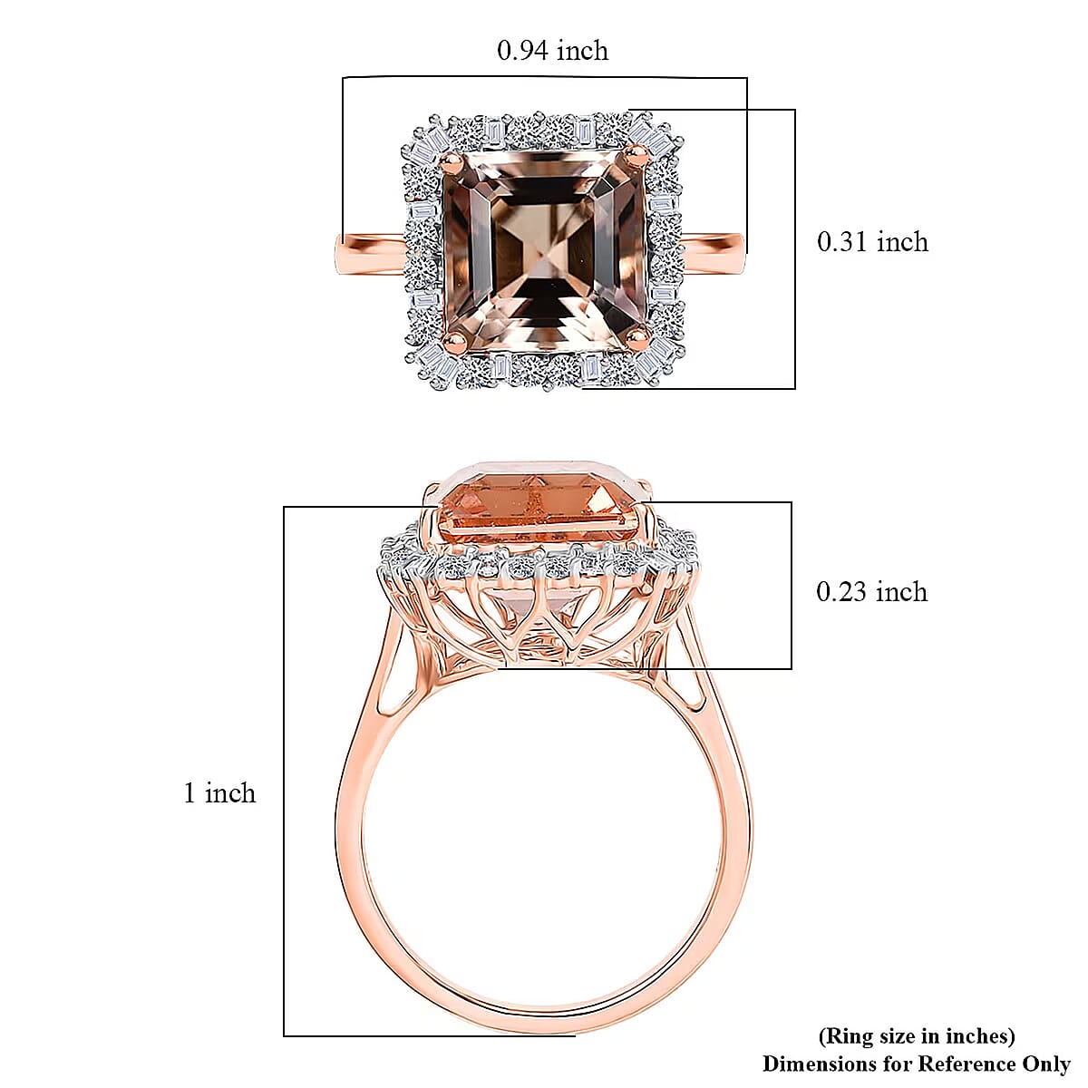 Certified AAA Marropino Morganite, Diamond Ring in 10K Rose Gold 6.40 ctw (Size 6.0) image number 5
