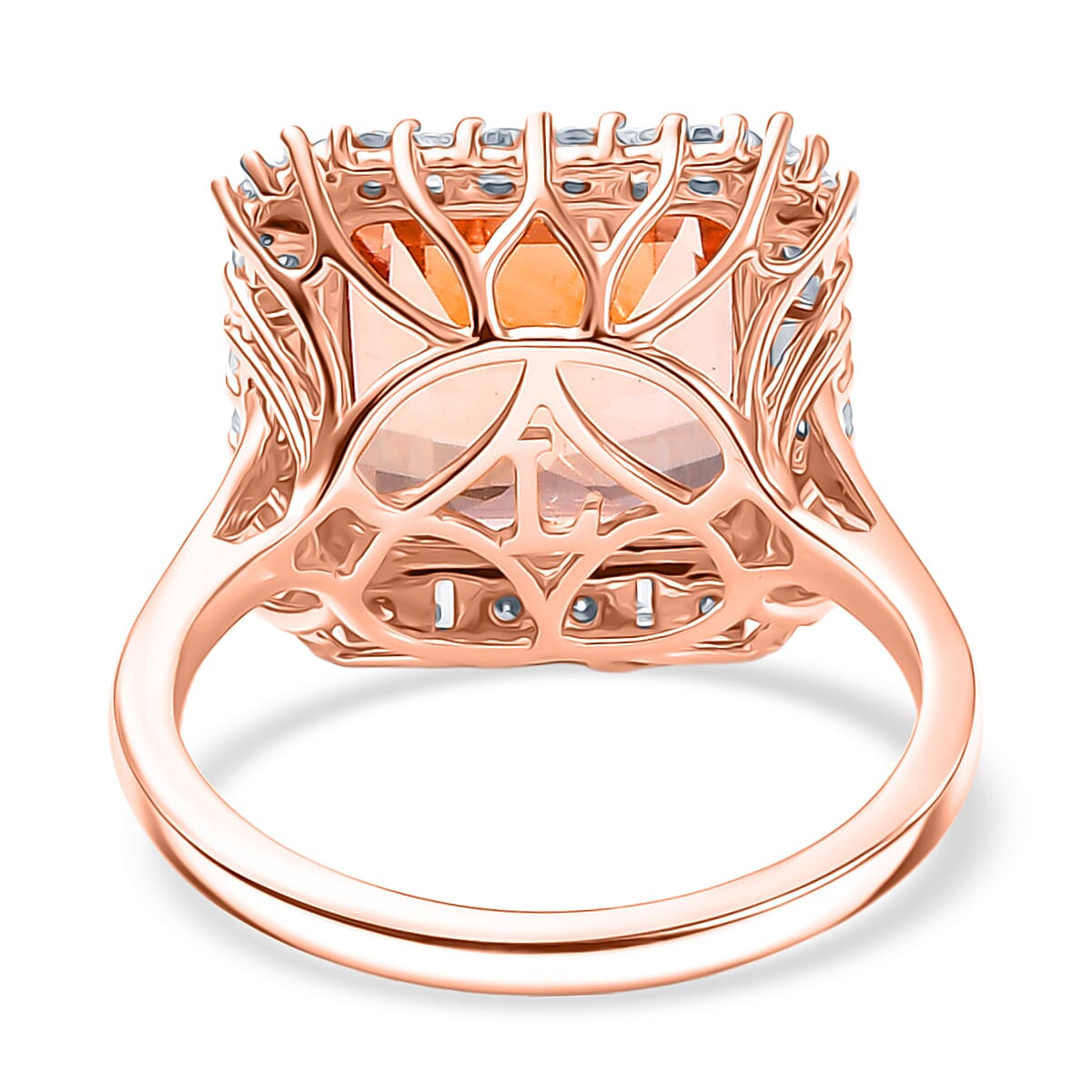 Doorbuster Certified & Appraised AAA Marropino Morganite and Luxuriant Diamond G-H,SI Ring in 10K Rose Gold (Size 7.0) image number 4