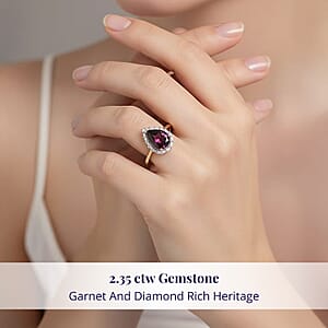  Certified & Appraised Luxoro 10K Yellow Gold AAA Radiant Ember Garnet, Diamond (I2) Ring (Size 10.0) 2.35 ctw