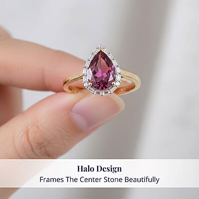 Certified & Appraised Luxoro 10K Yellow Gold AAA Radiant Ember Garnet, Diamond (I2) Ring (Size 10.0) 2.35 ctw
