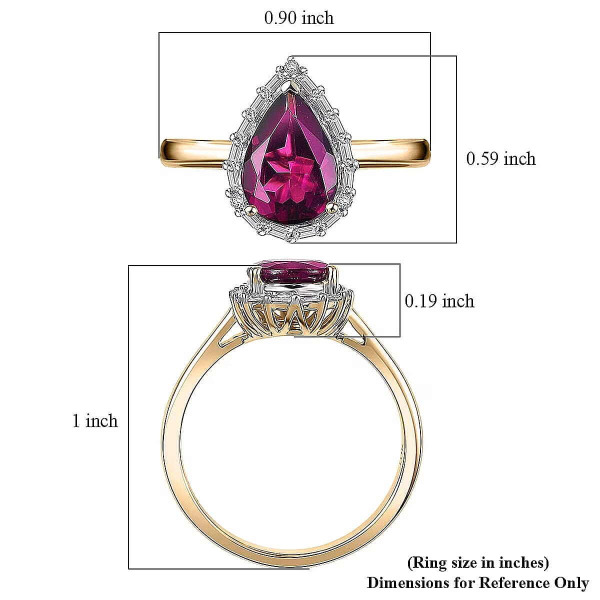  Certified & Appraised Luxoro 10K Yellow Gold AAA Radiant Ember Garnet, Diamond (I2) Ring (Size 10.0) 2.35 ctw image number 5