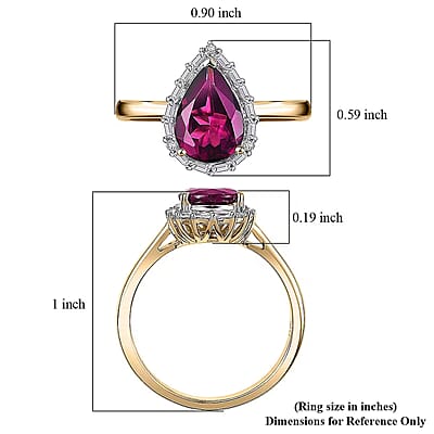 Certified & Appraised Luxoro 10K Yellow Gold AAA Radiant Ember Garnet, Diamond (I2) Ring (Size 10.0) 2.35 ctw