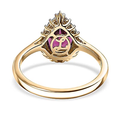 Certified & Appraised Luxoro 10K Yellow Gold AAA Radiant Ember Garnet, Diamond (I2) Ring (Size 10.0) 2.35 ctw
