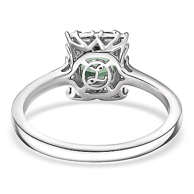 Certified & Appraised Luxoro AAA Pirineu Lagoon Tourmaline, Diamond Ring in 10K White Gold 1.22 ctw (Size 10.0)