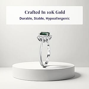 Certified & Appraised Luxoro AAA Pirineu Lagoon Tourmaline, Diamond Ring in 10K White Gold 1.22 ctw (Size 5.0)