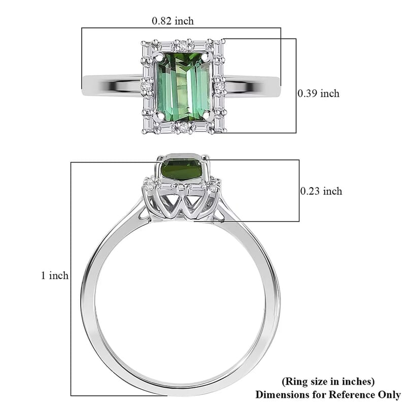 Certified & Appraised Luxoro AAA Pirineu Lagoon Tourmaline, Diamond Ring in 10K White Gold 1.22 ctw (Size 5.0)