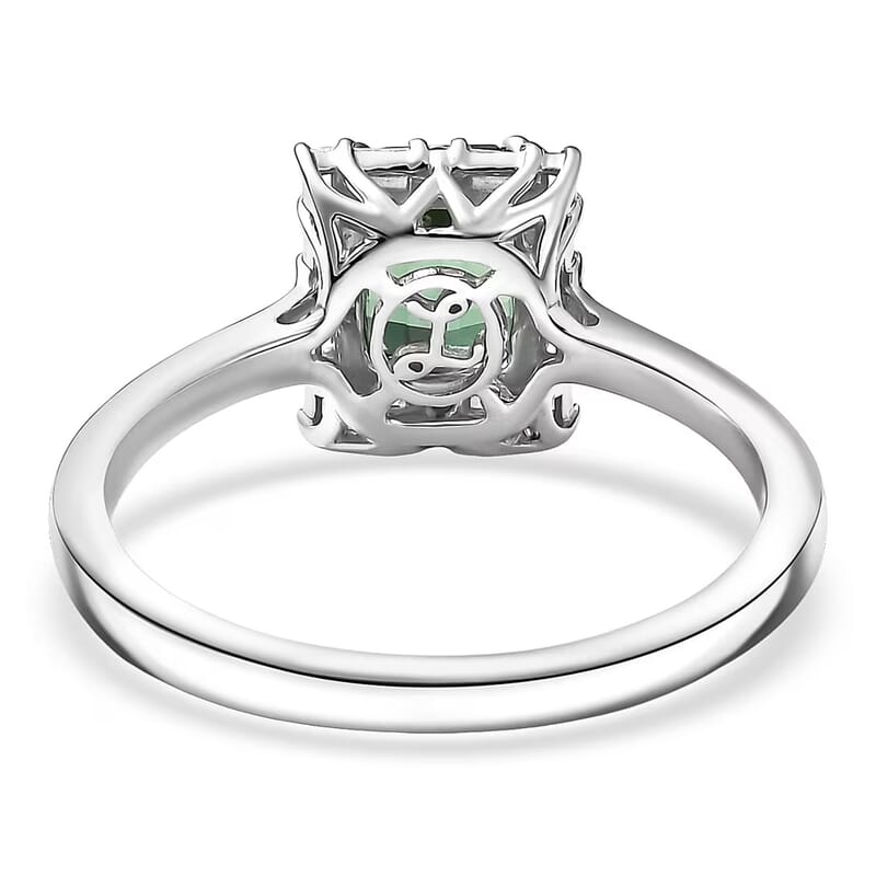 Certified & Appraised Luxoro AAA Pirineu Lagoon Tourmaline, Diamond Ring in 10K White Gold 1.22 ctw (Size 5.0)