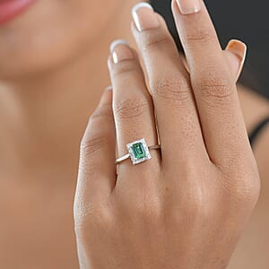 Certified & Appraised Luxoro AAA Pirineu Lagoon Tourmaline, Diamond Ring in 10K White Gold 1.22 ctw (Size 6.0)