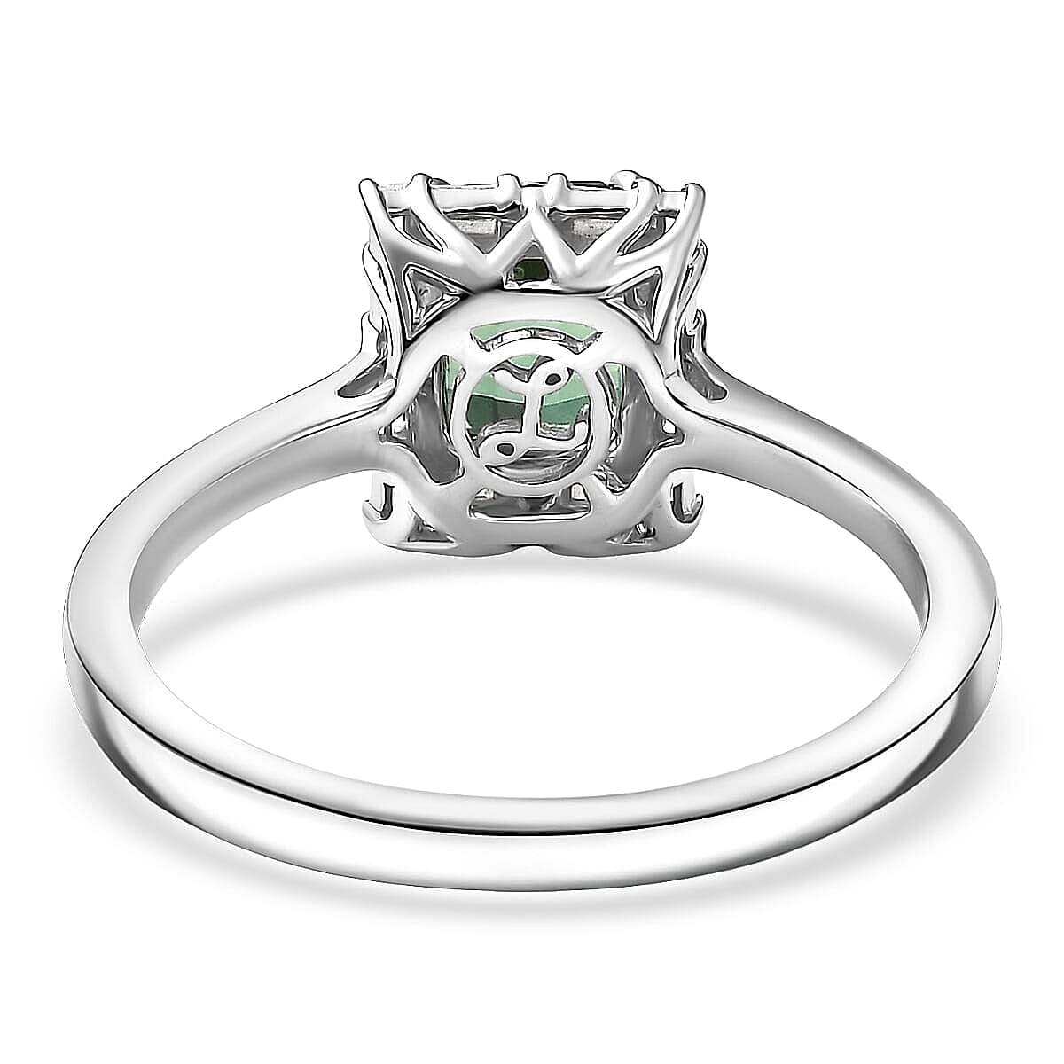 Certified & Appraised Luxoro AAA Pirineu Lagoon Tourmaline, Diamond Ring in 10K White Gold 1.22 ctw (Size 9.5) image number 4