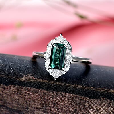 Certified Luxoro AAA Pirineu Lagoon Tourmaline, Diamond Ring in 10K White Gold 1.62 ctw (Size 10.0)