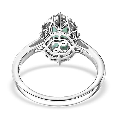 Certified Luxoro AAA Pirineu Lagoon Tourmaline, Diamond Ring in 10K White Gold 1.62 ctw (Size 10.0)
