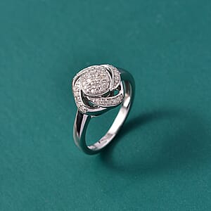 GP Diamond Celestial Dream Collection Ring in Rhodium Over Sterling Silver 0.25 ctw (Size 10.0)