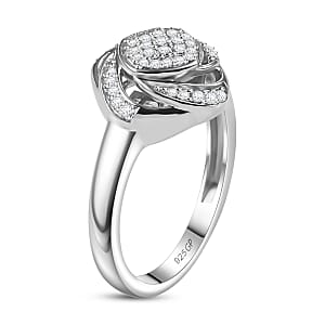 GP Diamond Celestial Dream Collection Ring in Rhodium Over Sterling Silver 0.25 ctw (Size 10.0)