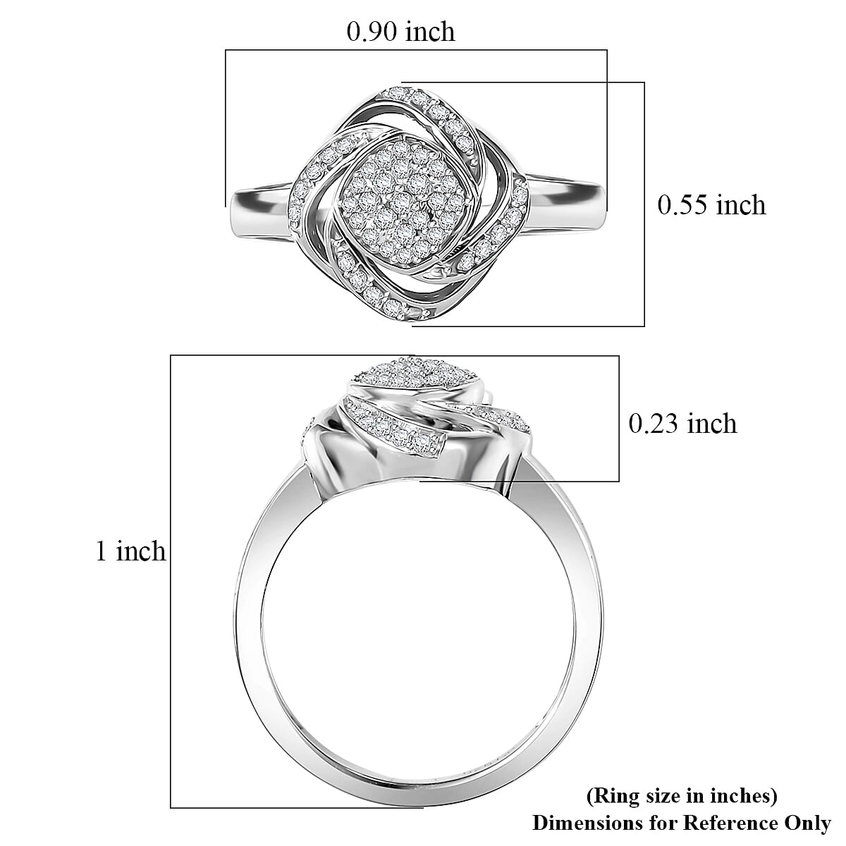 GP Celestial Dream Collection Diamond 0.25 ctw Ring in Rhodium Over Sterling Silver (Size 10.0) image number 6