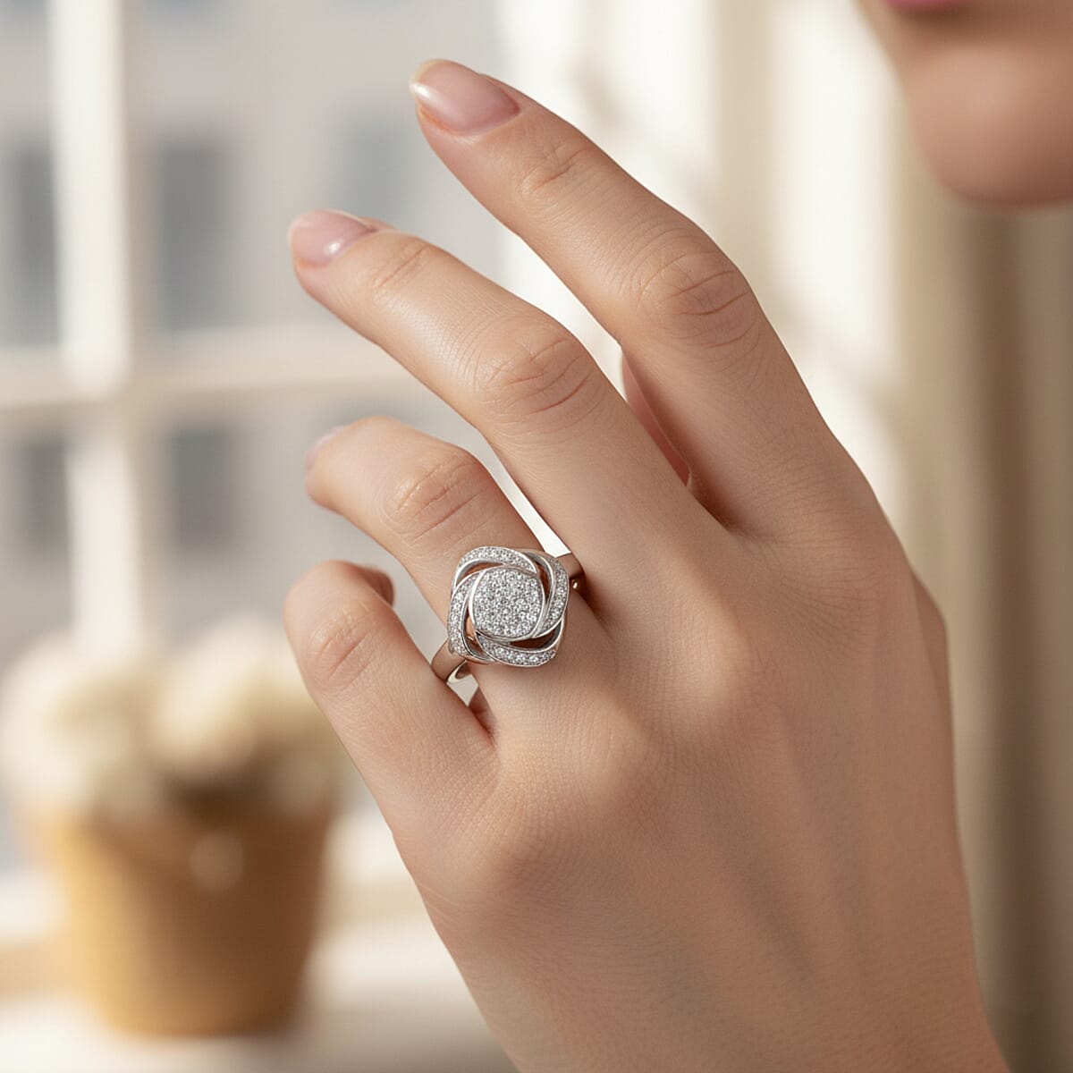 GP Celestial Dream Collection Diamond 0.25 ctw Ring in Rhodium Over Sterling Silver (Size 6.0) image number 2