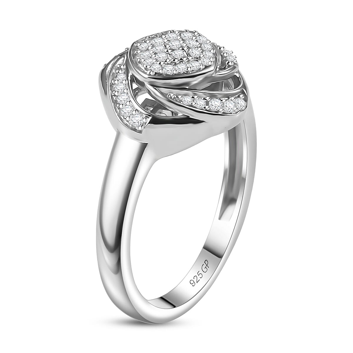 GP Celestial Dream Collection Diamond 0.25 ctw Ring in Rhodium Over Sterling Silver (Size 7.0) image number 3