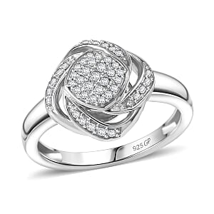 GP Celestial Dream Collection Diamond 0.25 ctw Ring in Rhodium Over Sterling Silver (Size 8.0)