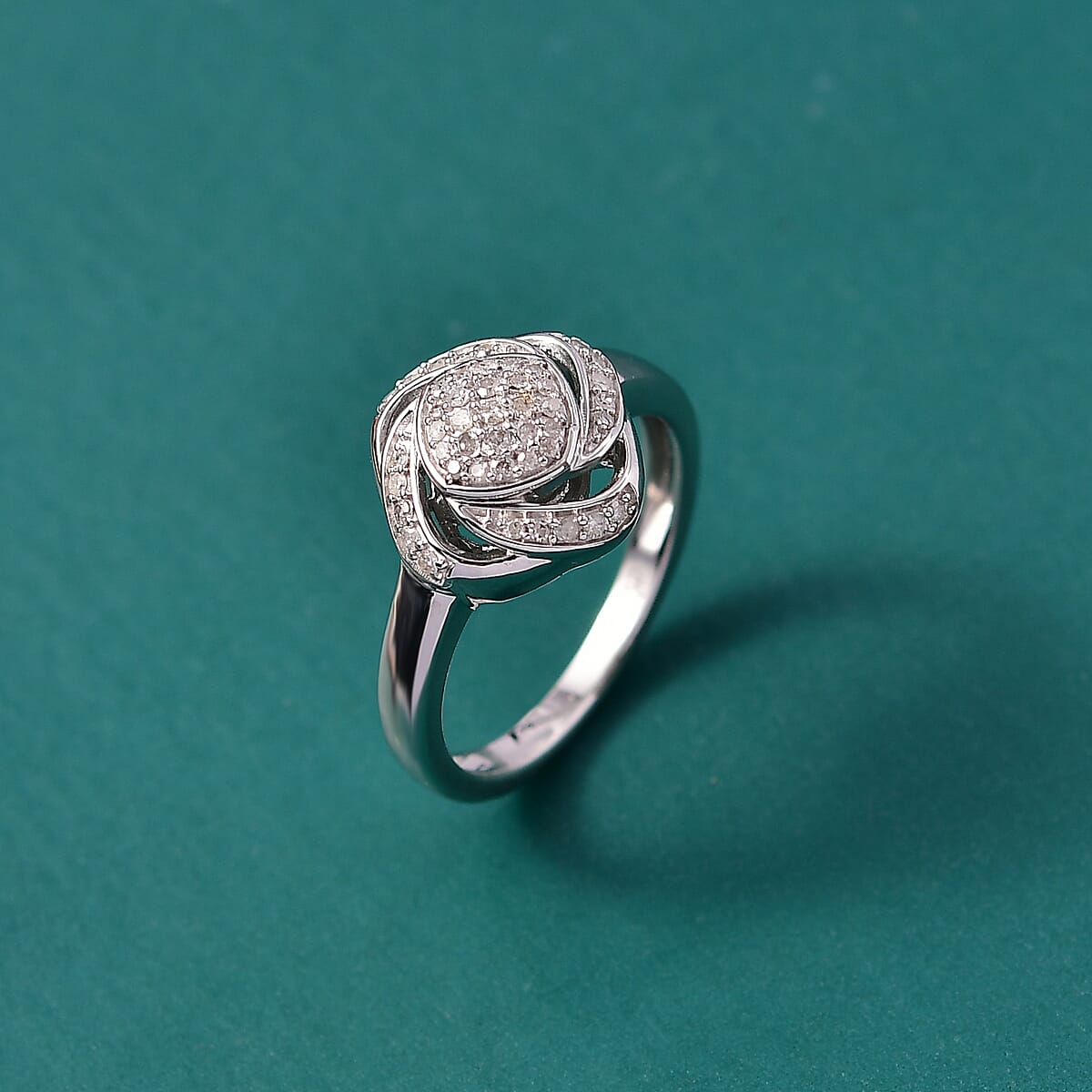 GP Celestial Dream Collection Diamond 0.25 ctw Ring in Rhodium Over Sterling Silver (Size 8.0) image number 1