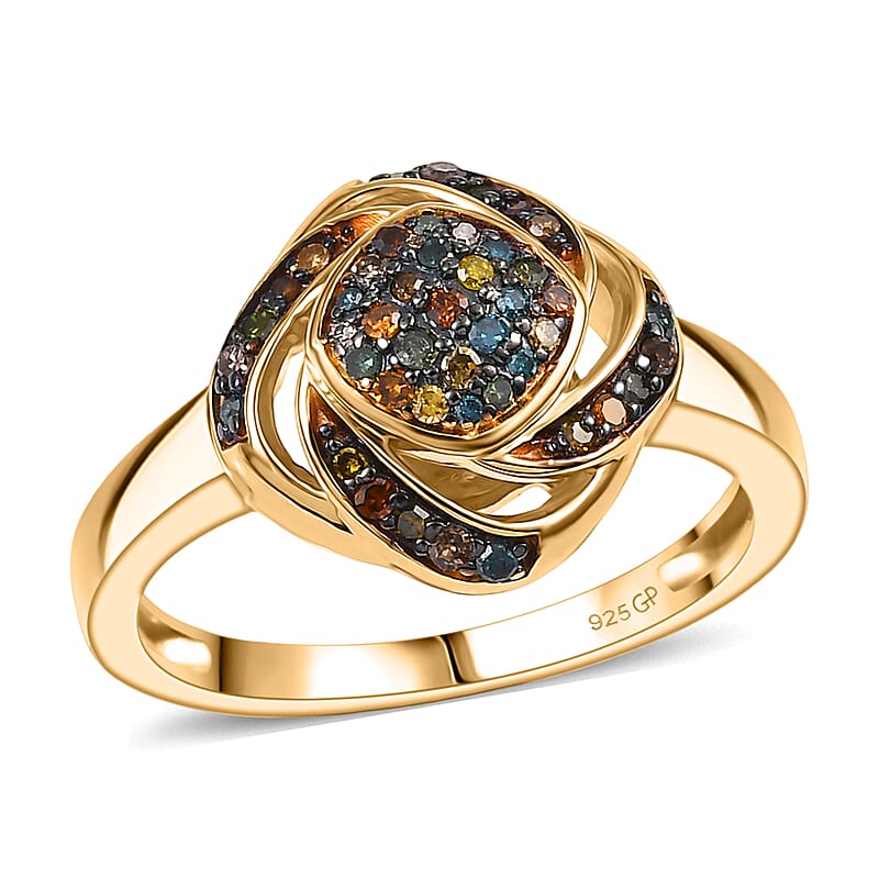 GP Celestial Dream Collection Multi Diamond Ring in 18K Vermeil YG Over Sterling Silver 0.25 ctw (Size 8.0)