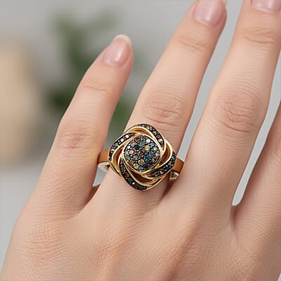 GP Celestial Dream Collection Multi Diamond Ring in 18K Vermeil YG Over Sterling Silver 0.25 ctw (Size 8.0)