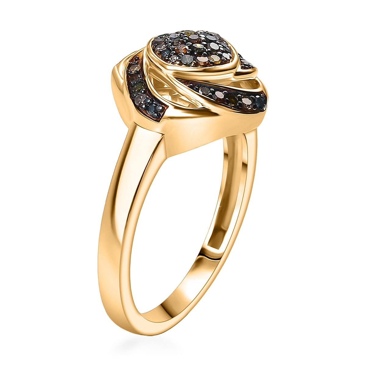 GP Celestial Dream Collection Multi Diamond Ring in 18K Vermeil YG Over Sterling Silver 0.25 ctw (Size 8.0)