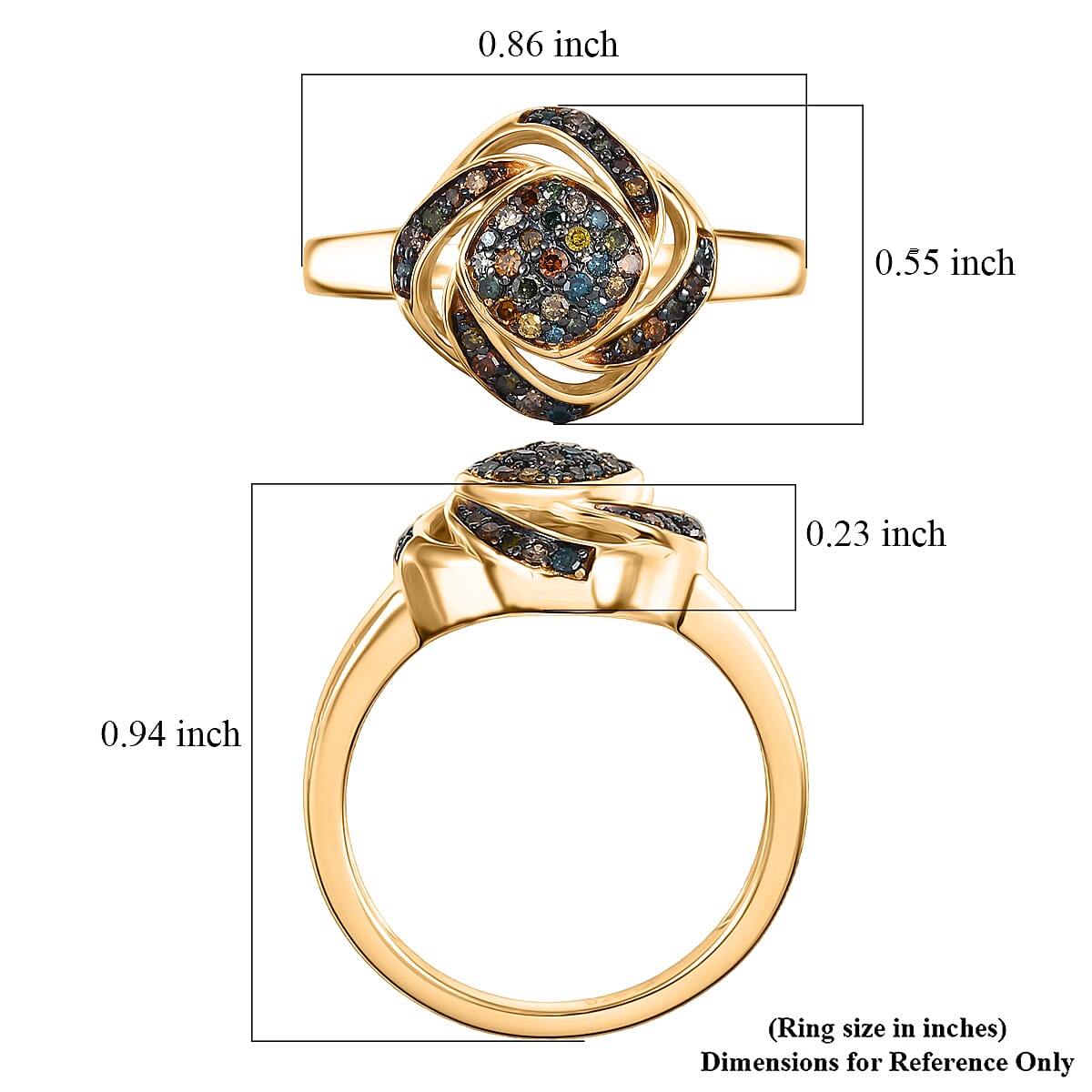GP Celestial Dream Collection Multi Diamond Ring in 18K Vermeil YG Over Sterling Silver 0.25 ctw (Size 8.0)